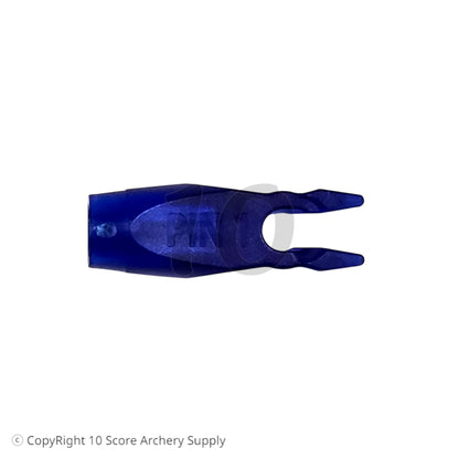 10 Score Archery Supply blue Beiter asymmetric pin nock for recurve bows. Patented design fits all pins.