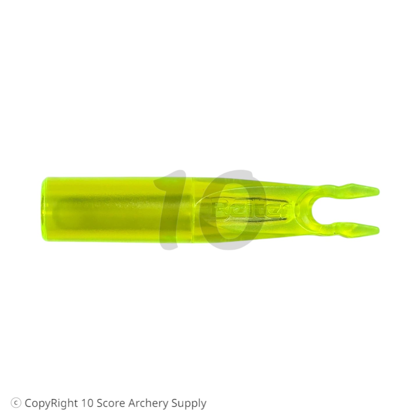 10 Score Archery Supply Beiter 4.92/1 Out Nock, asymmetric design, yellow, glueless installation