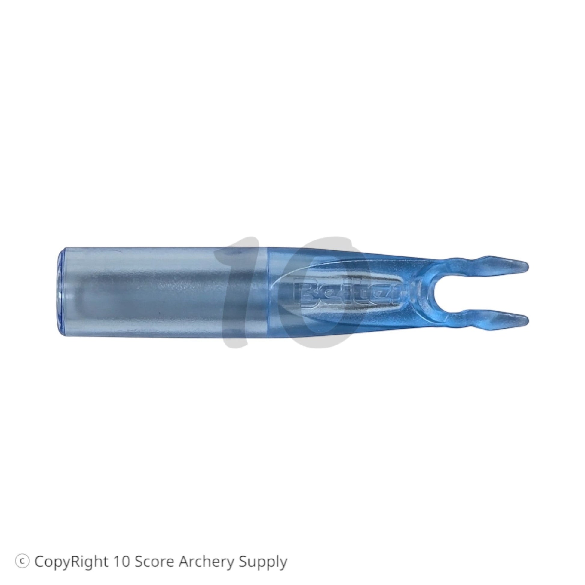 10 Score Archery Supply blue asymmetric Beiter 5.2/1 Out Nock for archery shafts, glueless installation.